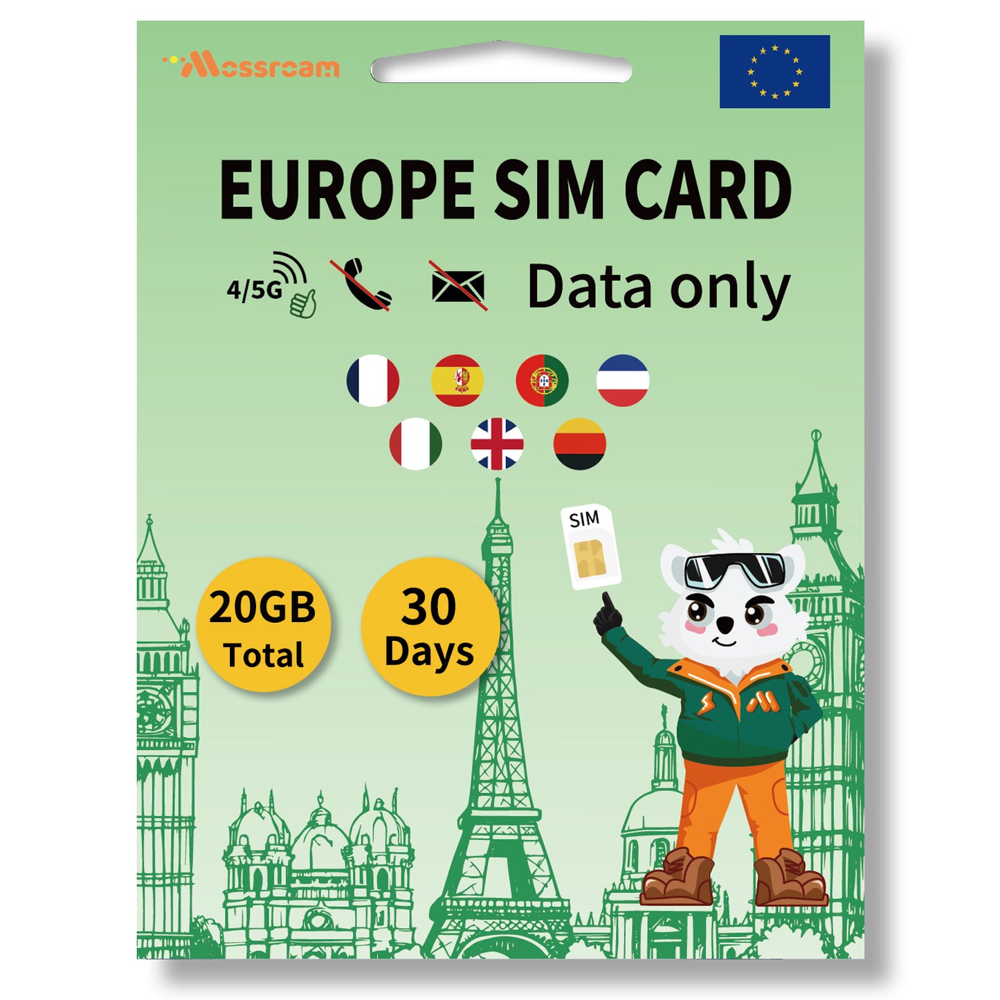 Europe 3 in 1 SIM Card – 7-Country Coverage