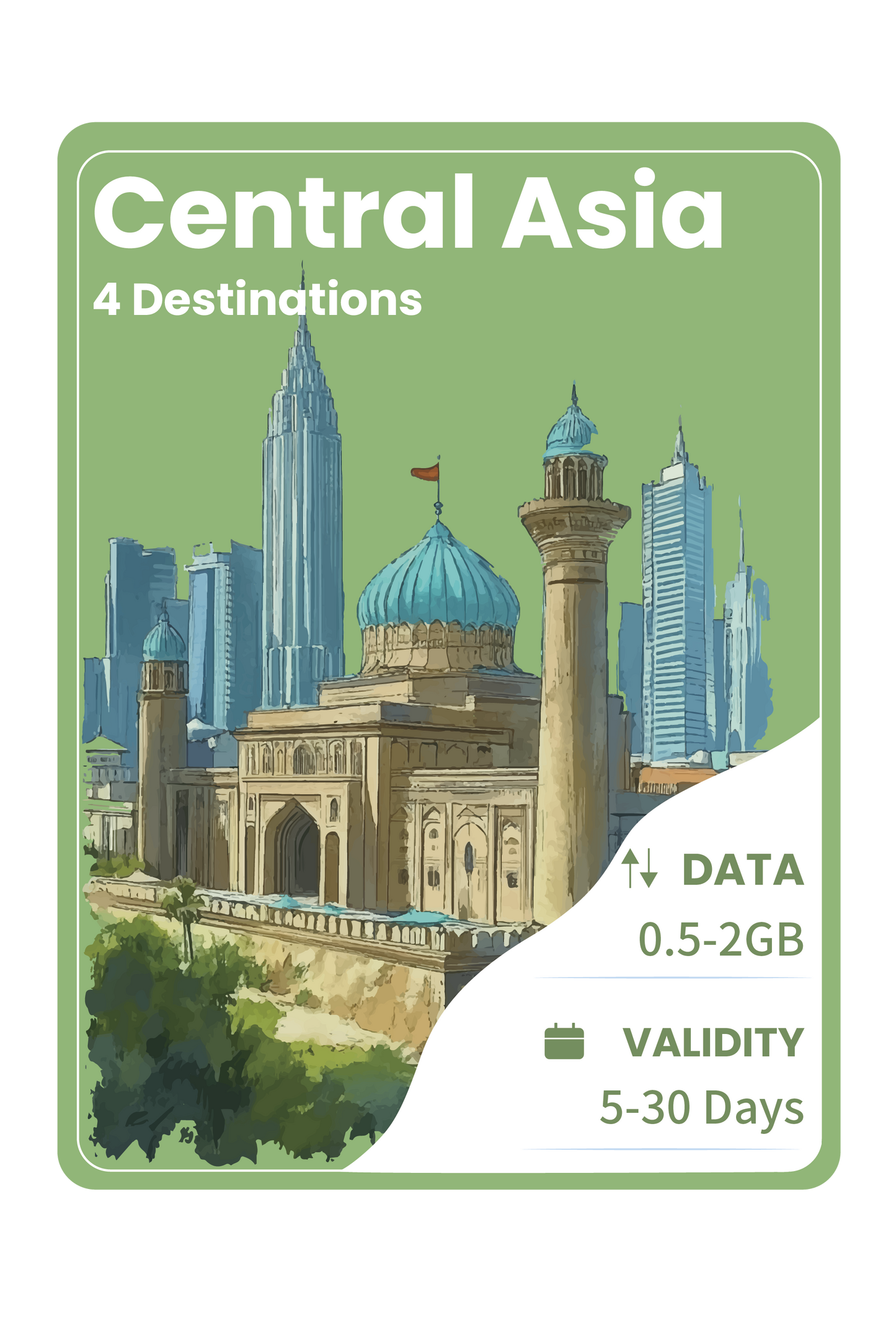 Central Asia eSIM 4 Destinations Unlimited Data