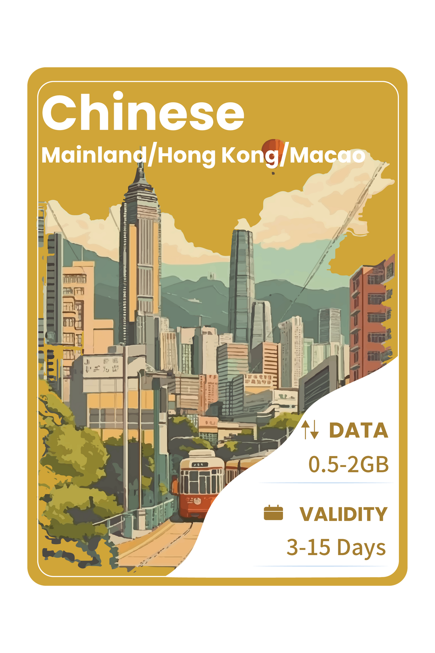 Chinese Mainland/Hong Kong/Macao eSIM Unlimited Data