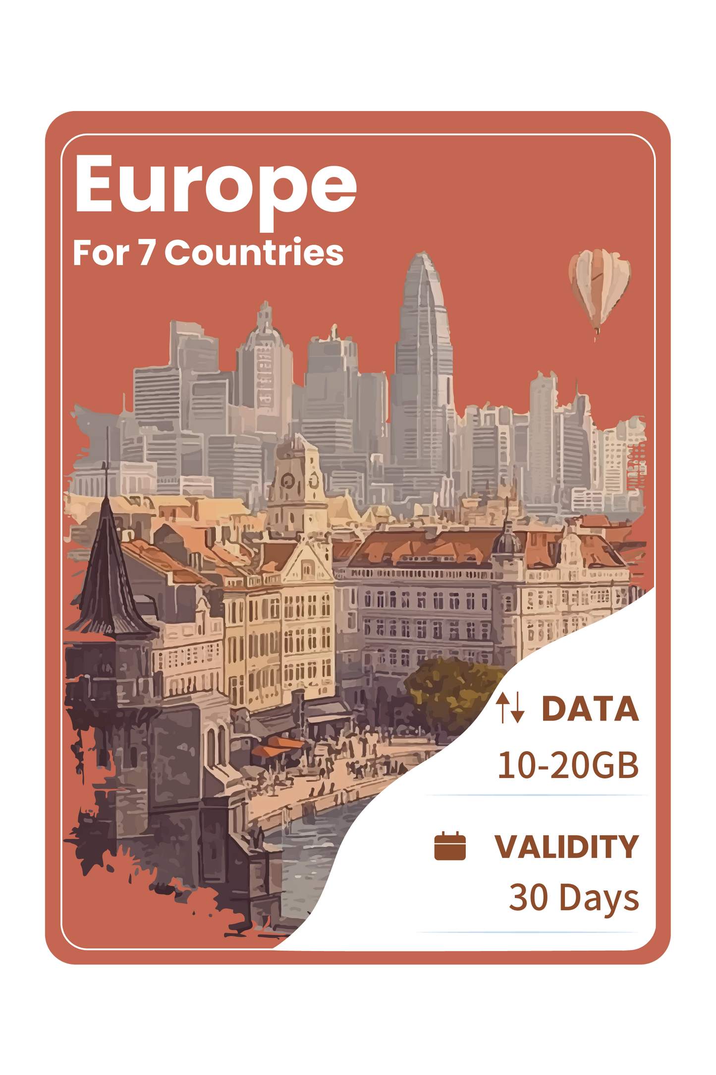 Europe eSIM Data Package for 7 Countries