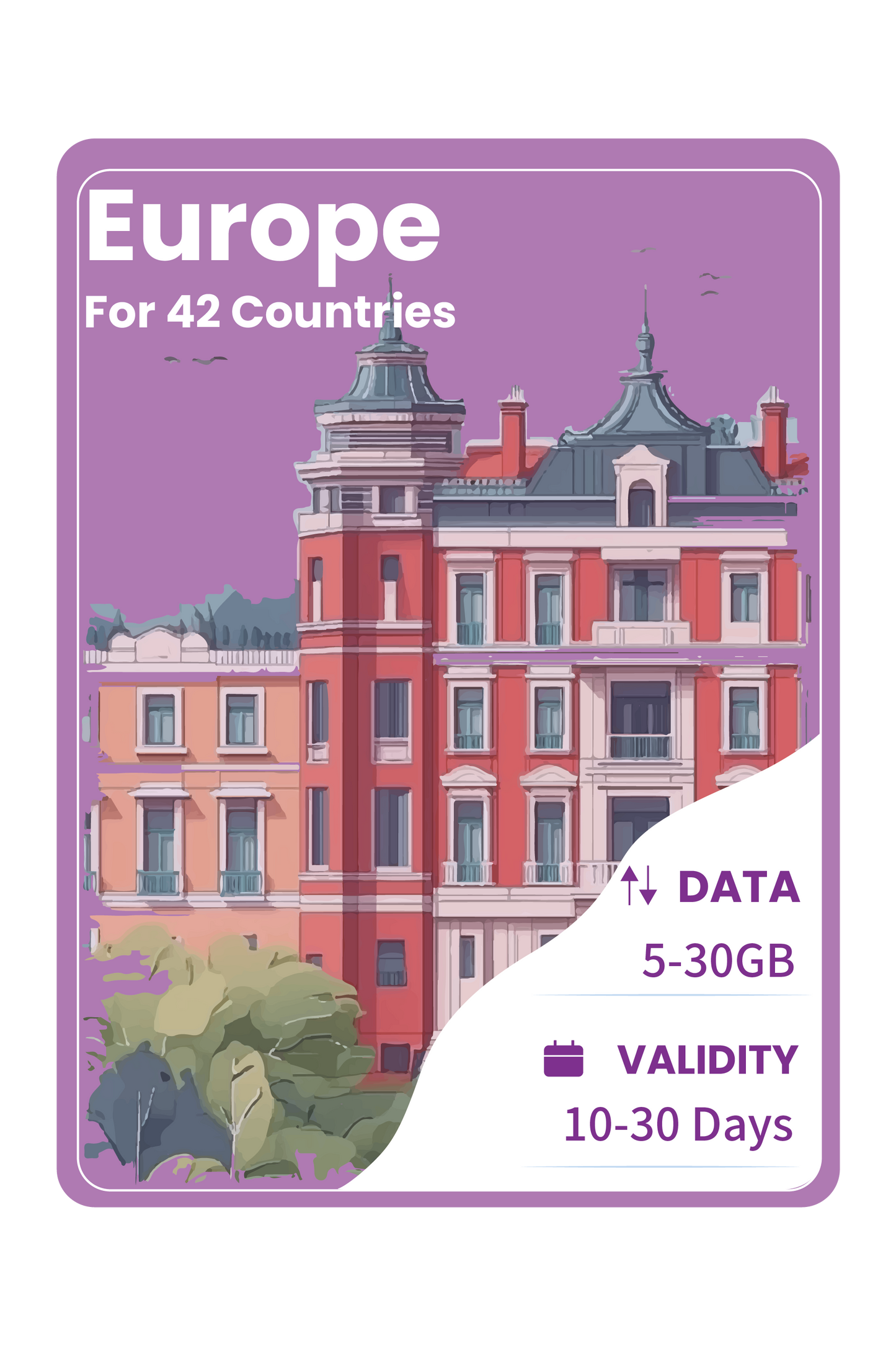 Europe eSIM Data Package for 42 countries