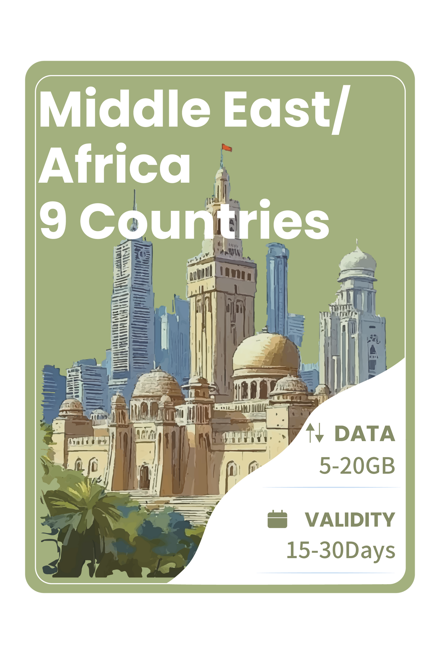 Middle East and Africa eSIM 9 Countries Data Package