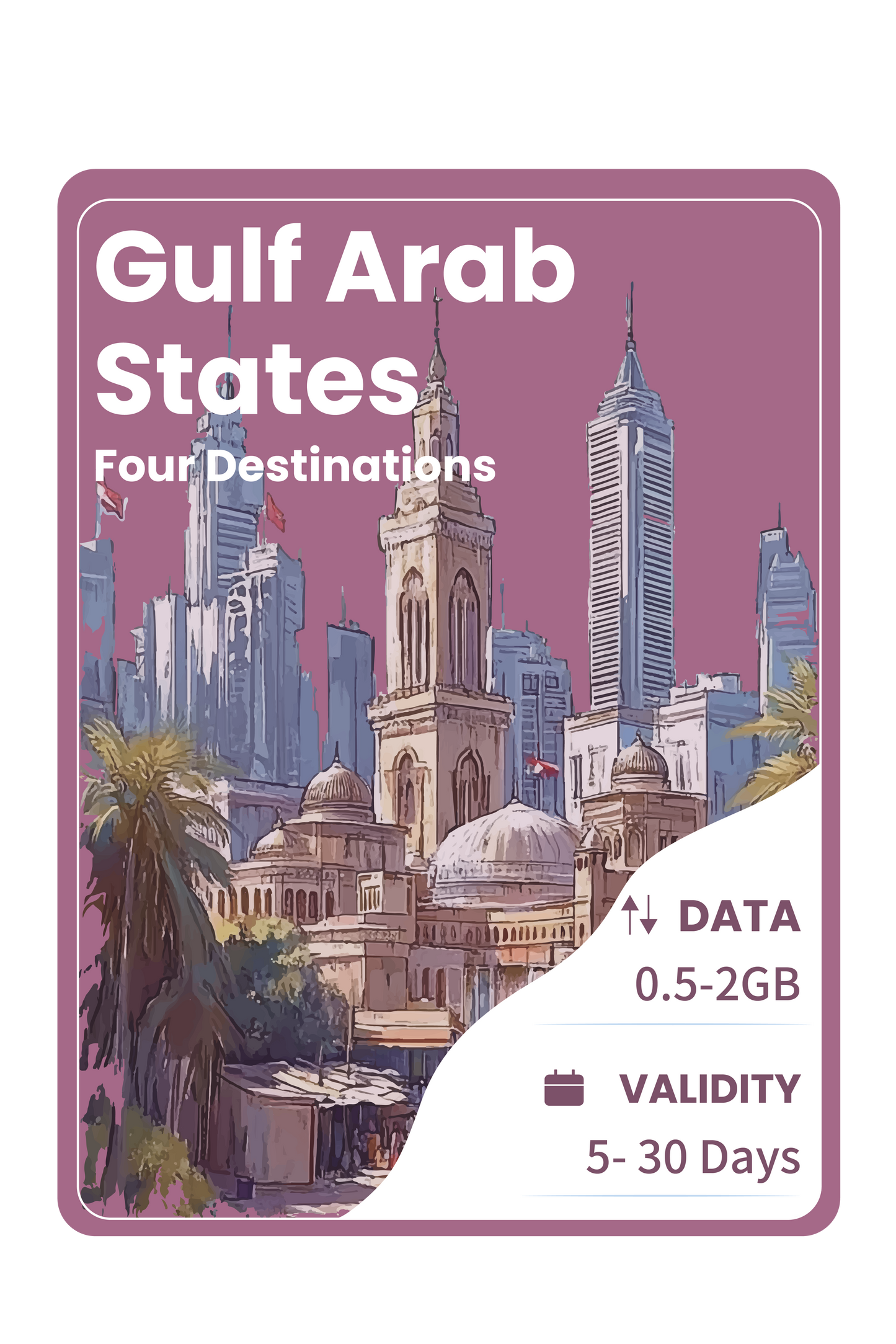 Gulf Arab States eSIM Four Destinations Unlimited Data