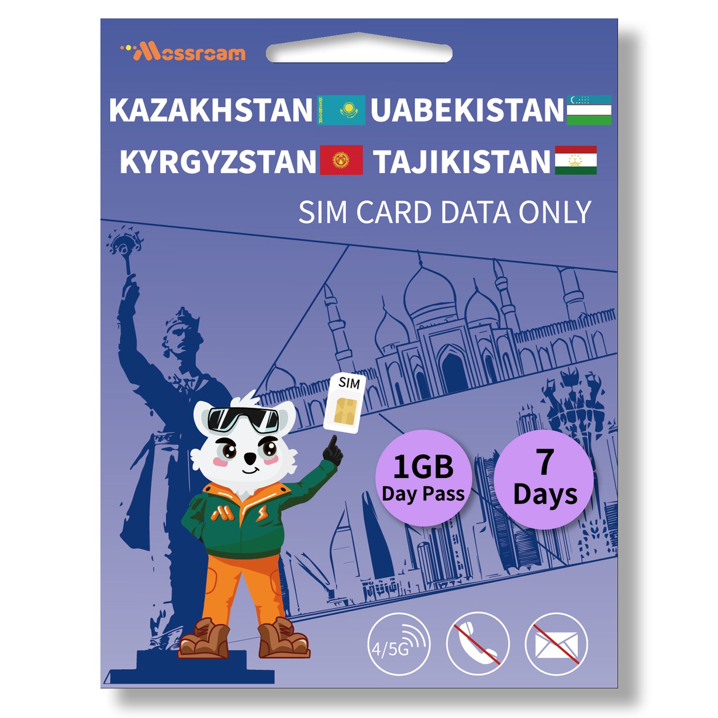 Central Asia 4 Countries SIM Card