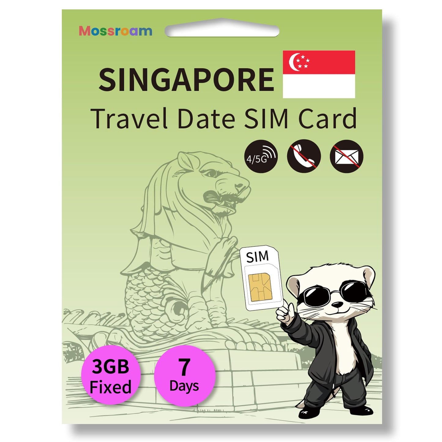 Prepaid Singapore SIM Card,3GB Fixed Data for 7 Days - Fast 5G/4G LTE - No Contracts, No Roaming Fees - Perfect for Tourists & Travelers