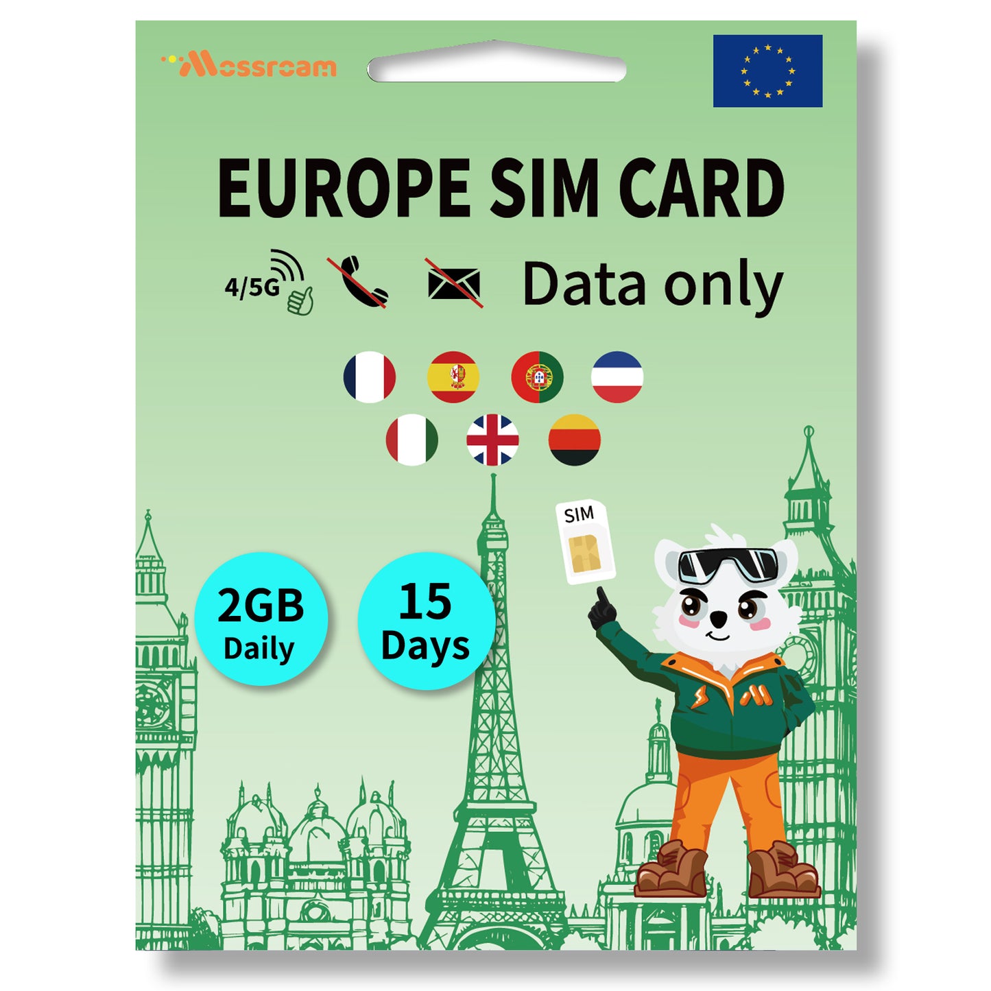 Europe 3 in 1 SIM Card – 7-Country Coverage