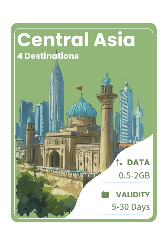 Central Asia eSIM 4 Destinations Unlimited Data