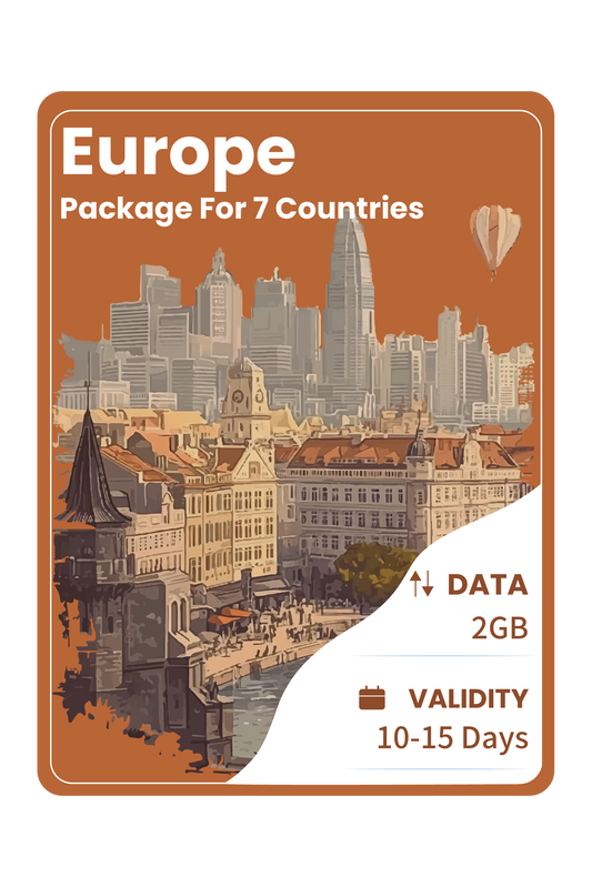 Europe eSIM Unlimited Data for 7 Countries