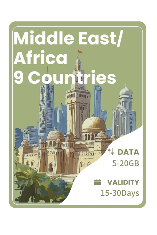 Middle East and Africa eSIM 9 Countries Data Package